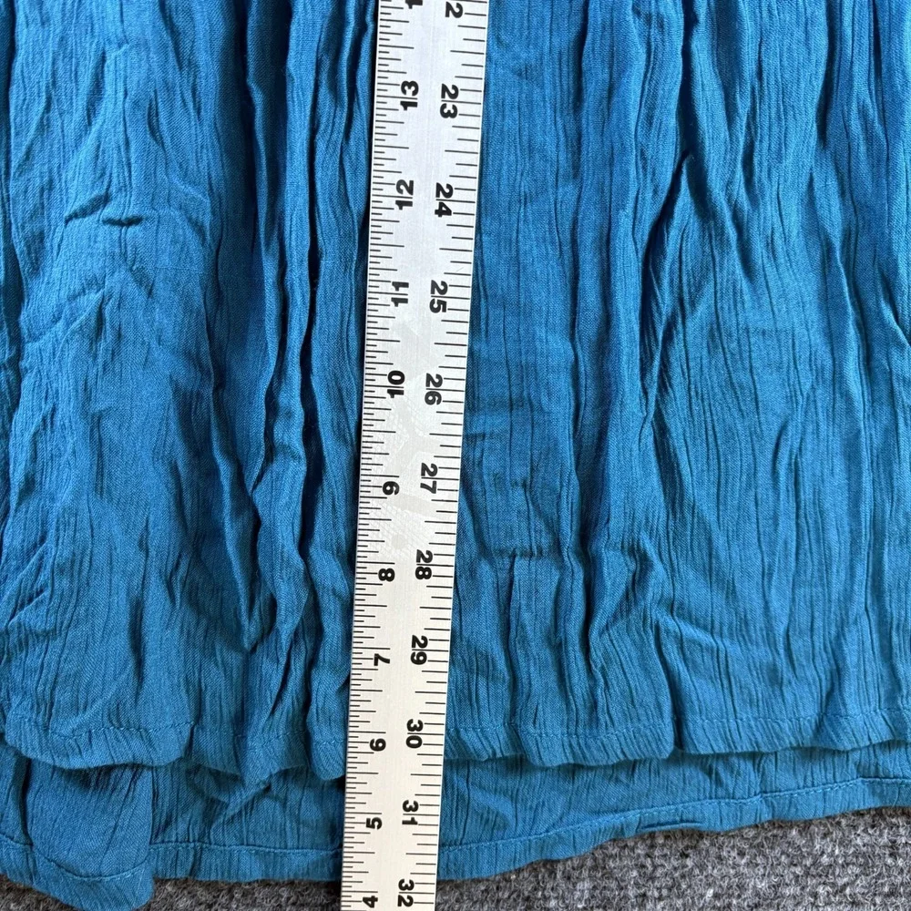 Diane Von Furstenberg Crinkle Skirt Womens 36x32 Blue Rayon Elastic Waistband